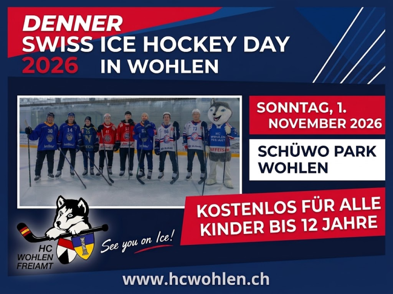 Denner Swiss Ice Hockey Day 2026 am 1. November im Schüwo Park Wohlen